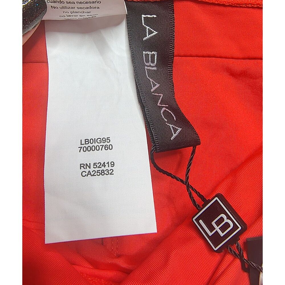 NWT La Blanca Island Goddess Shirred Band Hipster Bikini Bottom Guava Size 8 - Picture 6 of 8